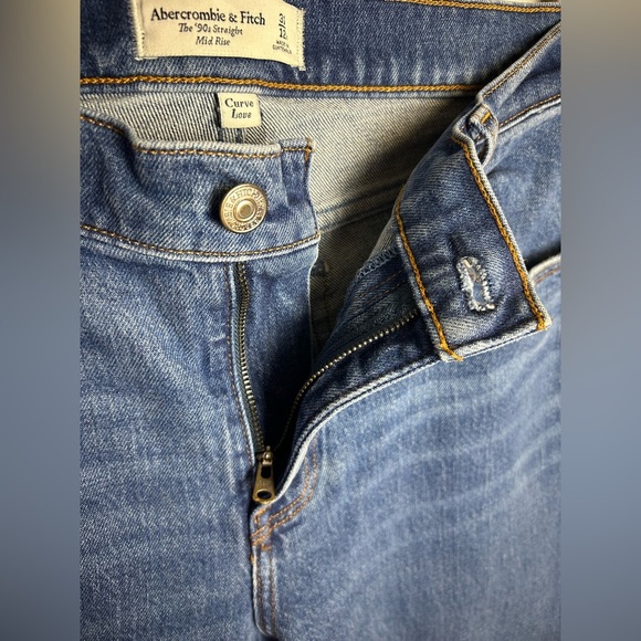 Abercrombie & Fitch the 90s Straight Mid Rise Curve Love Blue Jeans 31/12x 29 - Picture 5 of 14